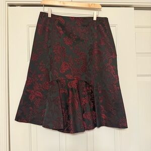 Ann Taylor Women's Red & Black Rose Floral Fit & Flare Skirt 10